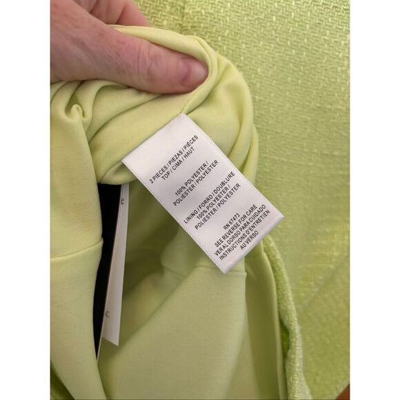 NWT Taylor Lime Green Tweed 2 Piece Mini Skirt & Top Set Size 6 - Picture 5 of 9